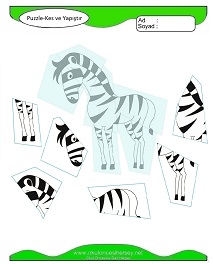 Puzzle Kes Yapıştır Çalışma Sayfaları